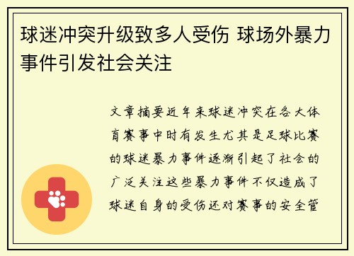 球迷冲突升级致多人受伤 球场外暴力事件引发社会关注